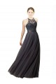 Compre Pizarra gris línea A Cuello de Corazón Tul Encaje Largo Vestidos de dama de honor