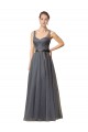 Compre Pizarra gris línea A Cuello de Corazón Tul Largo Vestidos de dama de honor