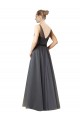 Compre Pizarra gris línea A Cuello de Corazón Tul Largo Vestidos de dama de honor