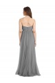 Compre Pizarra gris línea A Cuello de Corazón Tul Largo Vestidos de dama de honor