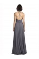 Compre Pizarra gris línea A Tirantes espagueti Halter Gasa Largo Vestidos de dama de honor