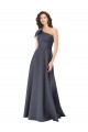 Compre Pizarra gris línea A Un Hombre Satén Largo Formales Vestidos de dama de honor / Vestidos de fiesta