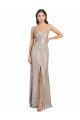 Compre Plata Cubierta Cuello en V Cuello Alto Lentejuela Lentejuelas brillantes Largo Formales Vestidos de dama de honor / Vestidos de fiesta