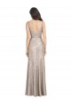 Compre Plata Cubierta Cuello en V Cuello Alto Lentejuela Lentejuelas brillantes Largo Formales Vestidos de dama de honor / Vestidos de fiesta