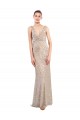 Compre Plata Cubierta Cuello en V Lentejuela Lentejuelas brillantes Largo Formales Vestidos de dama de honor / Vestidos de fiesta