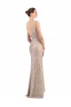 Compre Plata Cubierta Cuello en V Lentejuela Lentejuelas brillantes Largo Formales Vestidos de dama de honor / Vestidos de fiesta