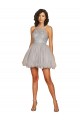 Compre Plata línea A Halter Corto Tul Corto Vestidos de dama de honor / Vestidos de cóctel / Vestidos para homecoming
