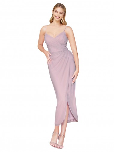Compre Primavera Sirena Tirantes espagueti Gasa Corto Asimétrico Vestidos de dama de honor / Vestidos de fiesta / Vestidos de cóctel / Vestidos para homecoming