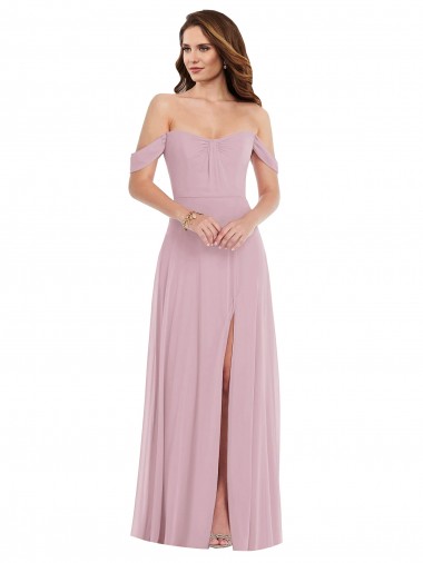 Compre Primavera línea A Cuello de Corazón Gasa Largo Vestidos de dama de honor