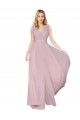 Compre Primavera línea A Cuello en V Cuello Alto Gasa Largo Formales Vestidos de dama de honor / Vestidos de fiesta