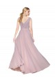 Compre Primavera línea A Cuello en V Cuello Alto Gasa Largo Formales Vestidos de dama de honor / Vestidos de fiesta