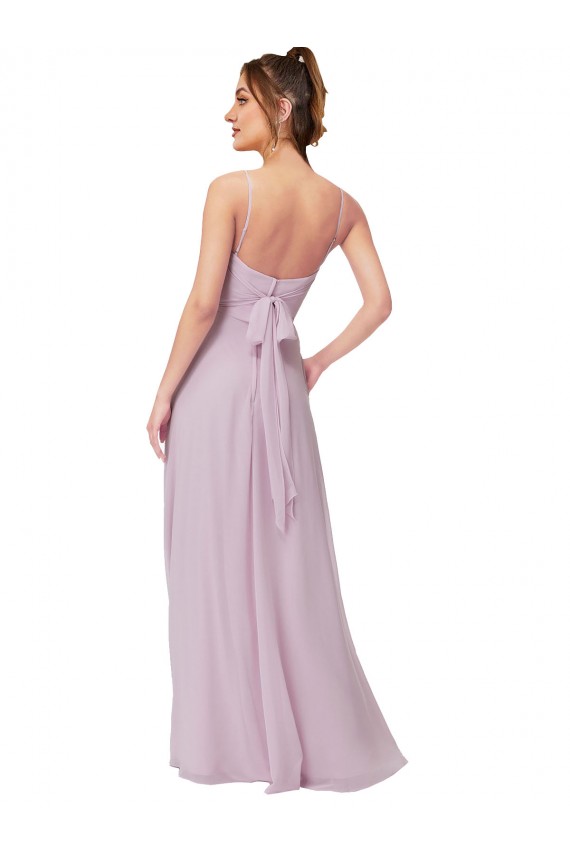 Compre Resplandor rosa línea A Cuello de Corazón Gasa Largo Vestidos de dama de honor