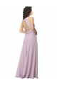 Compre Resplandor rosa línea A Halter Cuello Alto Gasa Largo Vestidos de dama de honor