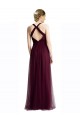 Compre Rojo 74 línea A Halter Cuello en V Tul Largo Vestidos de dama de honor