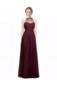 Compre Rojo 74 línea A Halter Ilusión Tul Largo Vestidos de dama de honor