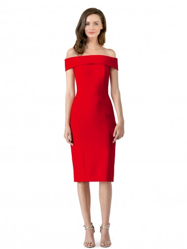 Compre Rojo Cubierta Hombros Descubiertos Cóctel Crepé Elástico Corto Formales Vestidos de dama de honor / Vestidos de fiesta / Vestidos de cóctel
