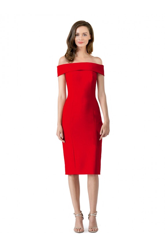 Compre Rojo Cubierta Hombros Descubiertos Cóctel Crepé Elástico Corto Formales Vestidos de dama de honor / Vestidos de fiesta / Vestidos de cóctel