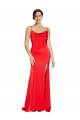 Compre Rojo Cubierta Sin tirantes Satén elástico Largo Formales Vestidos de dama de honor / Vestidos de fiesta