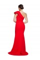 Compre Rojo Cubierta Un Hombre Barrer tren Crepé Elástico Largo Vestidos de dama de honor / Vestidos de fiesta