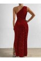 Compre Rojo Cubierta Un Hombre Lentejuelas Terciopelo Largo Vestidos de fiesta