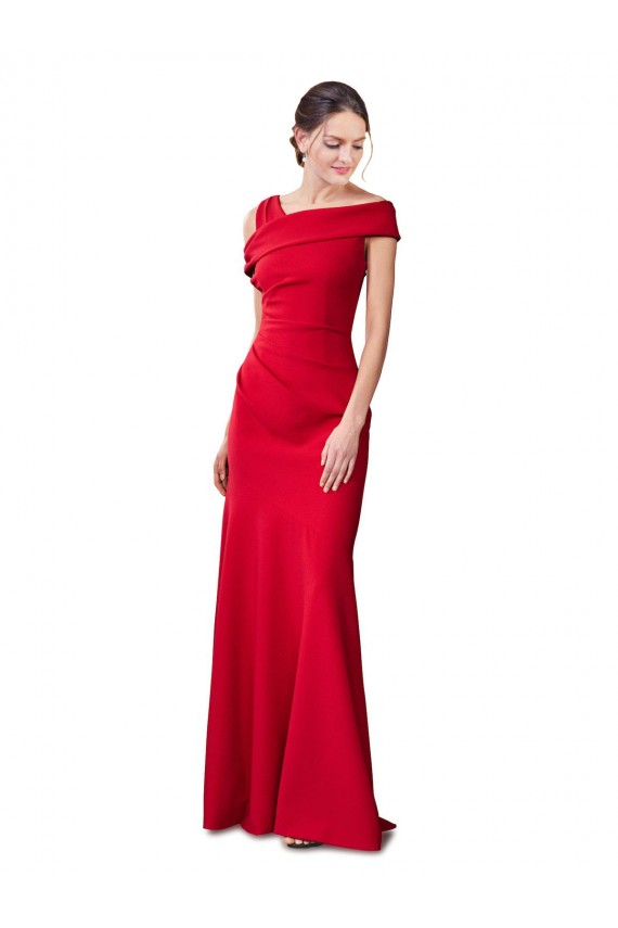Compre Rojo Sirena Crepé Elástico Largo Formales Vestidos de dama de honor / Vestidos de fiesta