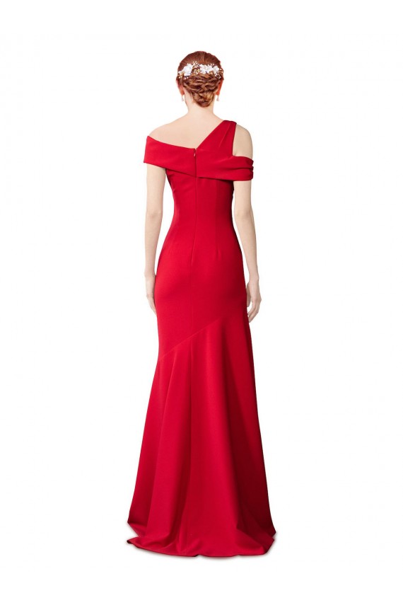 Compre Rojo Sirena Crepé Elástico Largo Formales Vestidos de dama de honor / Vestidos de fiesta