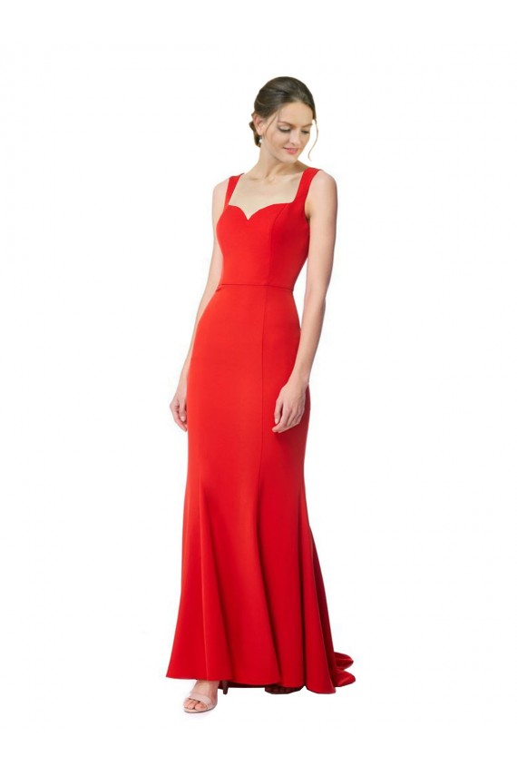 Compre Rojo Sirena Cuello Alto Crepé Elástico Largo Formales Vestidos de dama de honor / Vestidos de fiesta