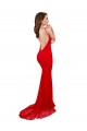Compre Rojo Sirena Cuello Alto Encaje Largo Formales Vestidos de dama de honor / Vestidos de fiesta