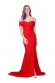 Compre Rojo Sirena Cuello de Corazón Crepé Elástico Largo Formales Vestidos de dama de honor / Vestidos de fiesta