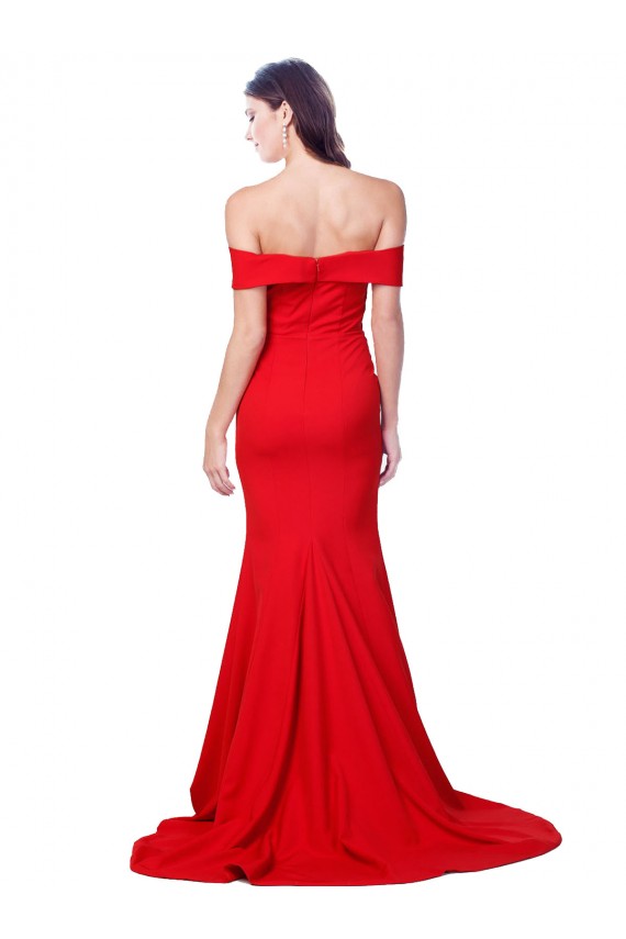 Compre Rojo Sirena Cuello de Corazón Crepé Elástico Largo Formales Vestidos de dama de honor / Vestidos de fiesta