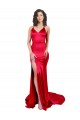 Compre Rojo Sirena Cuello de Corazón Satén elástico Largo Formales Vestidos de dama de honor / Vestidos de fiesta