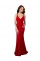 Compre Rojo Sirena Cuello en V Encaje Largo Formales Vestidos de dama de honor / Vestidos de fiesta