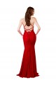 Compre Rojo Sirena Cuello en V Encaje Largo Formales Vestidos de dama de honor / Vestidos de fiesta