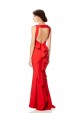 Compre Rojo Sirena Halter Cuello Alto Crepé Elástico Largo Formales Vestidos de dama de honor / Vestidos de fiesta