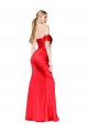 Compre Rojo Sirena Hombros Descubiertos Satén elástico Largo Formales Vestidos de dama de honor / Vestidos de fiesta