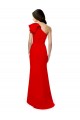 Compre Rojo Sirena Un Hombre Cuello Alto Crepé Elástico Largo Formales Vestidos de dama de honor / Vestidos de fiesta
