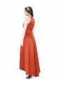 Compre Rojo especia línea A Halter Satén Largo Asimétrico Vestidos de dama de honor