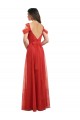 Compre Rojo línea A Cuello de Corazón Tul Largo Vestidos de dama de honor