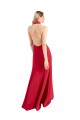 Compre Rojo línea A Halter Cuello Alto Crepé Elástico Largo Formales Vestidos de dama de honor / Vestidos de fiesta