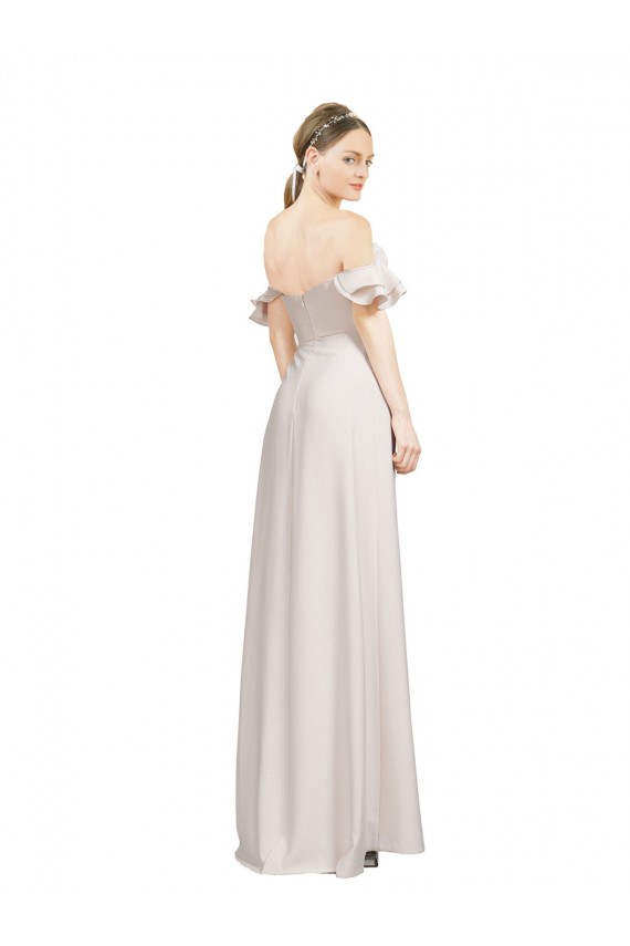 Compre Rojo línea A Hombros Descubiertos Crepé Elástico Largo Formales Vestidos de dama de honor / Vestidos de fiesta