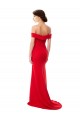 Compre Rojo línea A Hombros Descubiertos Crepé Elástico Largo Formales Vestidos de dama de honor / Vestidos de fiesta