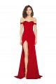 Compre Rojo línea A Hombros Descubiertos Satén sedoso Largo Formales Vestidos de dama de honor / Vestidos de fiesta