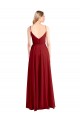 Compre Rojo línea A Tirantes espagueti Cuello en V Gasa Largo Vestidos de dama de honor