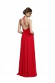 Compre Rojo línea A Tirantes espagueti Halter Cuello en V Gasa Largo Vestidos de dama de honor