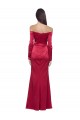 Compre Rojo oscuro Cubierta Cuello de Corazón Satén elástico Largo Formales Vestidos de dama de honor / Vestidos de fiesta