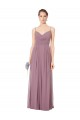 Compre Rosa 147 línea A Tirantes espagueti Cuello en V Gasa Largo Vestidos de dama de honor
