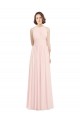 Compre Rosa 42 línea A Halter Gasa Largo Vestidos de dama de honor