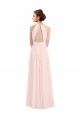 Compre Rosa 42 línea A Halter Gasa Largo Vestidos de dama de honor