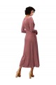 Compre Rosa Canela línea A Cuello en V Midi Terciopelo Elástico Corto Vestidos de dama de honor / Vestidos de fiesta