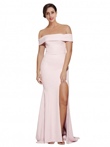 Compre Rosa Cubierta Cuadrado Barrer tren Crepé Elástico Largo Formales Vestidos de dama de honor / Vestidos de fiesta